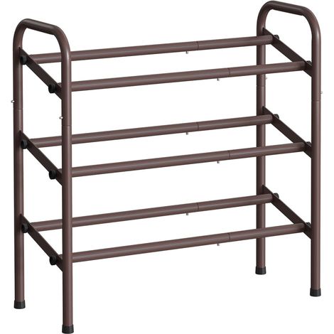 Scarpiera a 2 ripiani regolabile 23 x 58 x 42 cm per scarpe per ingresso armadio facile montaggio metallo marrone 120005462
