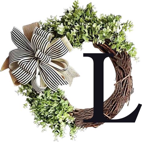 Guirlande Porte D'Entree - Guirlande En Rotin Avec Nœud Et Plaque Personnalisable - 37 Lettres - 38 Cm - Pour Porte D'Entree