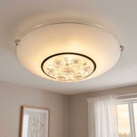 LED Deckenlampe Deckenleuchte Metall silber Chrom Glas klar Kristalle D 25 cm (1/5)