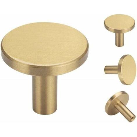 BARKBUSTERS Lot de 4, crochets muraux en laiton brossé, 33 mm x 20 mm, crochets porte-serviettes dorés pour salle de bain, porte-manteau, porte-serviettes (rond) (1/4)