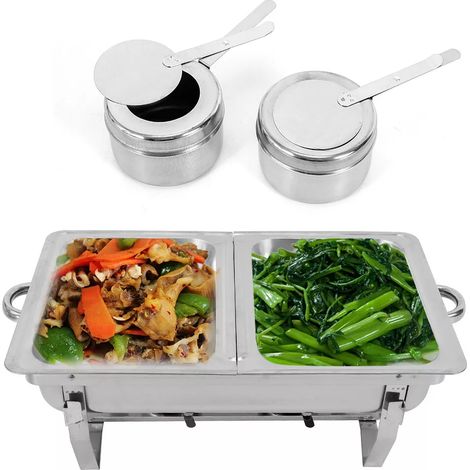 2 Pan Stainless Steel 7.5L Chafing Dish Set Party Buffet Cater Food Warmer Tool For Events, Buffets, Hotels