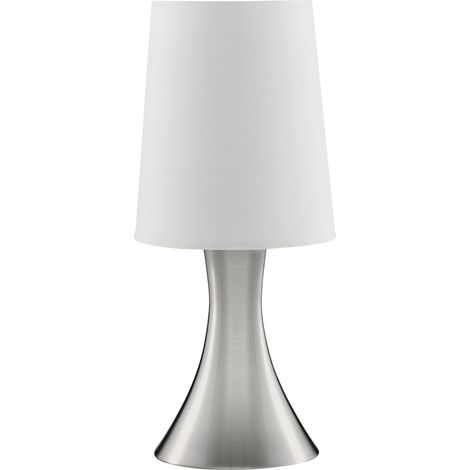 Abatjour Contemporaneo Tocco Acciaio Argento Tessuto Bianco 1 Luce E14 (1/3)
