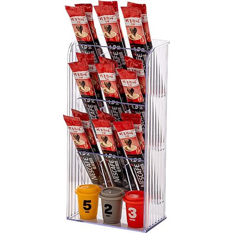 Boîte de rangement pour sachets de thé de bureau, en plastique, organiseur de capsules de café, insert diagonal pour comptoir de cuisine ou de bureau (1/5)