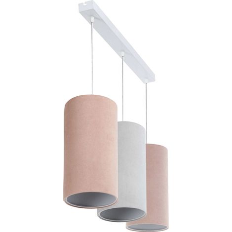 Suspension enfant tissu pastel lumière douce chambre fille - rose poudré avec beige crème (1/5)
