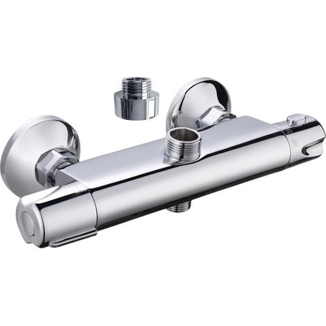 Mitigeur Douche Thermostatique Breva - Raccord Universel, Sécurité Anti-Brûlure - 261 (Longueur) x 535 (Saillie) mm - Chromé (1/5)