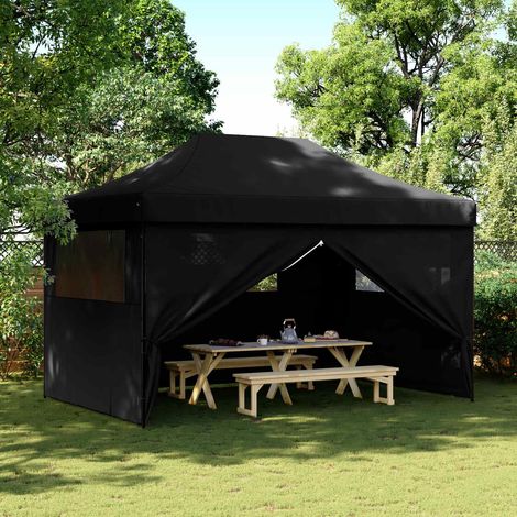 Tendone per Feste Pieghevole Pop-Up con 4 Pareti Nero vidaXL