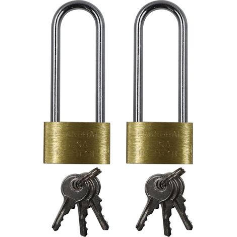 Lot de 2 cadenas à manille de 76 x 30 mm de long - Une clé ouvre tous les cadenas de sécurité robustes pour abris de jardin, clôture, garage et casier de gym (1/5)