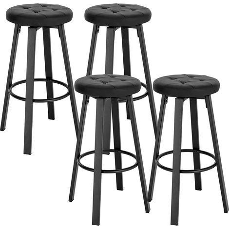 WOLTU 4 x Tabouret de Bar avec Siège Similicuir Pivotant, Pieds en Métal avec Repose-Pieds, Charge 120kg, Anthracite BH330an-4 (1/4)