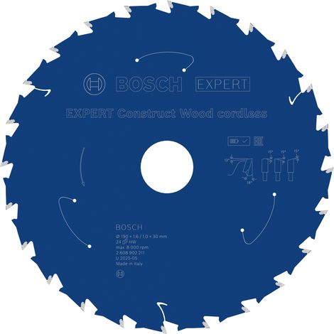 Bosch Construct Wood Circular Saw Blade 190 x 1.6/1 x 30 mm T24 2608902211 (1/5)