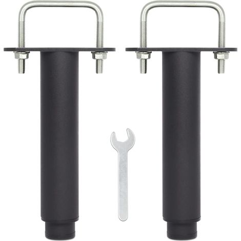 Universal Bed Footboard, Legs for Slatted Base without Drilling  Height: 25 cm (+20 cm) Adjustable, U Internal Width 68 mm  Design: Black Metallic  Round Diameter 3.8 cm  For Central Frame  Set of 2 (1/5)