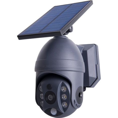Applique murale solaire LED avec détecteur de mouvement et caméra factice en plastique gris - PANGIVO (1/5)