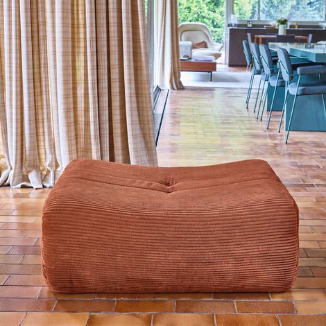 Pouf. repose-pieds pour chauffeuse Sokol velours côtelé terracotta - Sokol