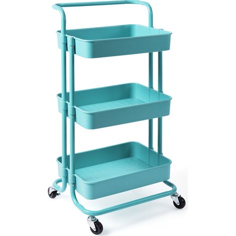 Carrello multifunzione con 3 cesti e maniglia in ABS e ferro da cucina e bagno 42x35,5x86cm Verde (1/4)