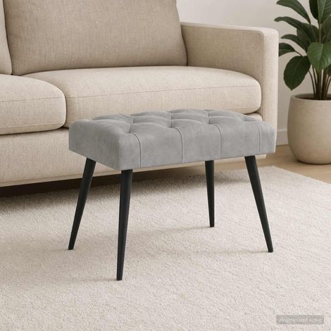 vidaXL Panchina con bottoni imbottiti Grigio Chiaro 60 x 40 x 45 cm (1/5)