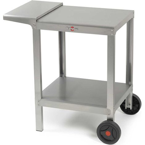 Krampouz – Chariot pour plancha inox 54 x 48 cm – Tablette rabattable – 2 roues – Desserte de jardin compacte et modulable (1/5)