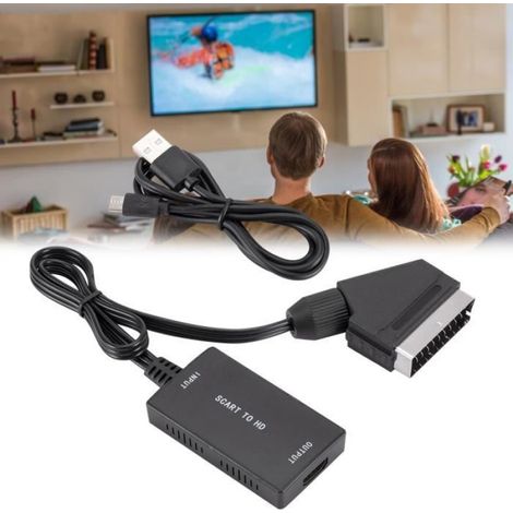 Adaptateur HDMI - - Péritel vers HDMI - Résolution 1080P/720P - Câble inclus - Noir (1/4)