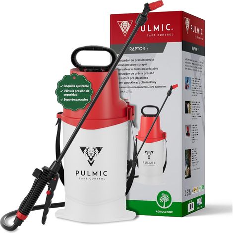 Pulverizador a Presión 5 litros, Pulverizador Manual para Plantas y Jardín, Sulfatadora Manual para Herbicidas e Insecticidas, con Lanza y Boquilla Regulable, Pulverización Precisa, PULMIC Raptor (1/5)