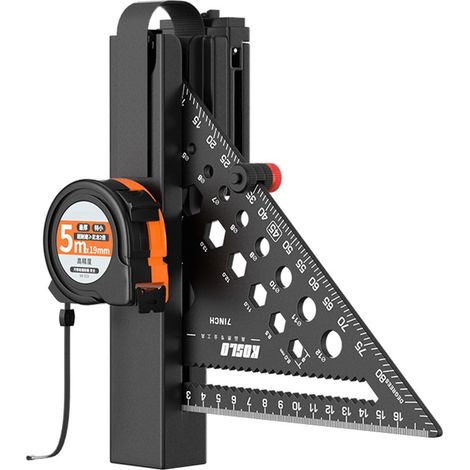 Mètre ruban professionnel en acier de 5 m avec règles triangulaires amovibles en aluminium pour ceinture de charpentier (1/5)