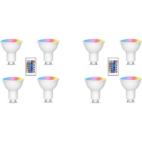 ampoules GU10 et 1 télécommande avec fonction mémoire. Spot lumineux à 17 couleurs changeables. 4 modes d'éclairage dynamiques. (1/5)