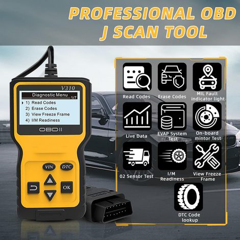 Strumento di diagnostica per auto OBD2, scanner universale per lettore di codici per auto V310, strumento di diagnostica per auto multimarca OBD, strumento di diagnostica per tutte le auto con protoco (1/4)
