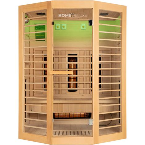 HOME DELUXE – Infrarotkabine REDSUN XL DELUXE - 155 x 120 x 190 cm - für 2 - 3 Personen, 6 Vollspektrumstrahler, Holz: Hemlocktanne I Infrarotsauna, Sauna, Wärmekabine, Infrarot Infrarotkabine Wärmek