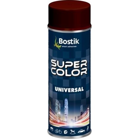 Pintura en aerosol universal Bostik Super Color, gris y marrón, 400 ml.