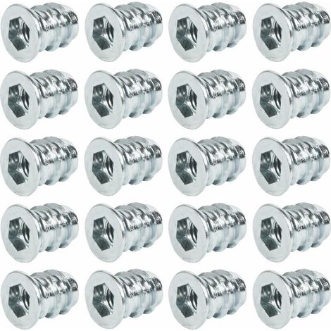 20x Manchon à visser acier avec bord de recouvrement vis allen 6 pans creux CHC SW Meuble Bois, M6 x 13mm zingué (1/3)