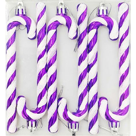 6 Pièces Noël sucre d'orge pendentifs pour le sapin fenêtre Contrast couleur avec suspendu cordon Nouvel fête Hotel,Violet (1/5)