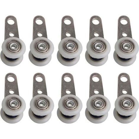 Lot de 10 roulettes pour baies vitrées ou portes coulissantes - en métal et en plastique - 4,5 x 1,9 cm (1/5)