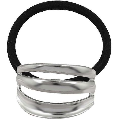 Élastique à cheveux pour femme, orné de motifs géométriques en métal, très élastique, sans traces, accessoire pour cheveux.-Sliver1 (1/5)