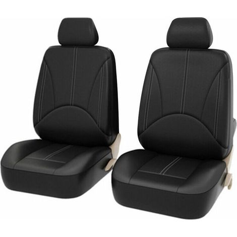 Universeller Autositzbezug aus PU-Leder, 4-teiliges Set, schwarz (1/5)