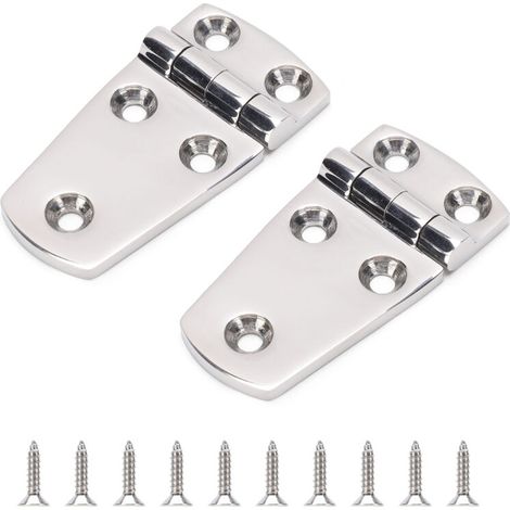 Marine Mount Stainless Steel Door Hinges, Stainless Steel Boat Hatch Hinge, Heavy Duty Hardware, SUS316 Hinge, 76x38x4mm, 2pcs (1/5)
