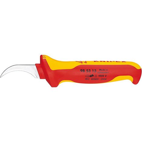 KNIPEX 98 53 13 Coltello spelacavi impugnatura isolante, in materiale bicomponente, collaudato VDE 190 mm