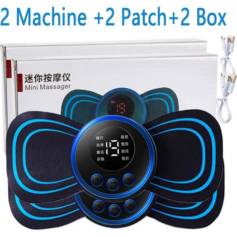EMS-Elektromassagegerät für Nacken und Rücken mit LCD-Bildschirm, 8 Modi, pulsierender Muskelstimulator, tragbar, Schmerzlinderung 01074-AquaForge