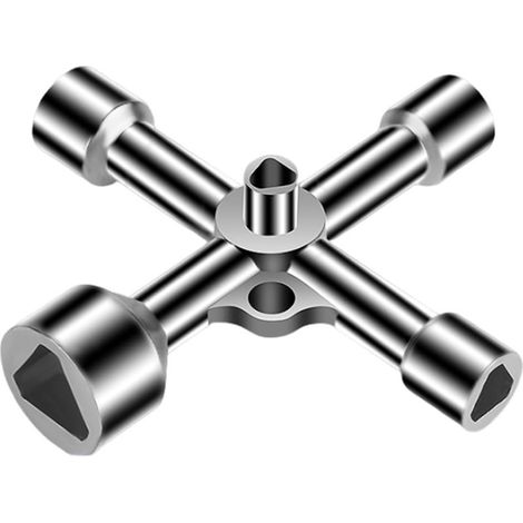 Clé Triangulaire 4 voies,Multifonction Utilitaires Cross Triangle Clé,5 Tailles clef Universelle Carré Poubelle,Lés en Croix Roues Triangulaire pour Gaz,eau,Compteur électrique,Boîte d'armoire (1/5)