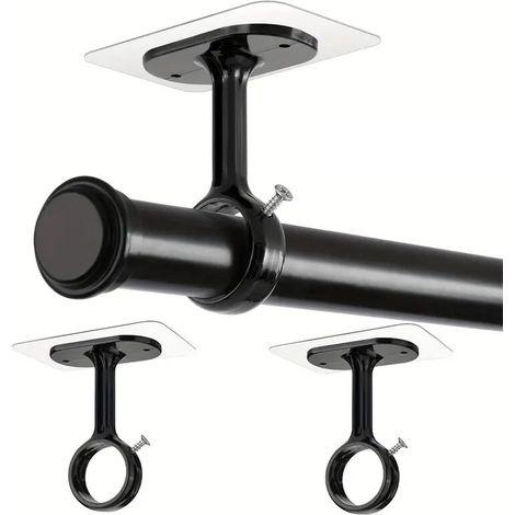 Crochet Plafond - Support Tringle À Rideau Adhésif - Sans Perçage - Charge Maximale 13,6 Kg - Pour Surfaces Lisses - Lot De 2 (1/5)