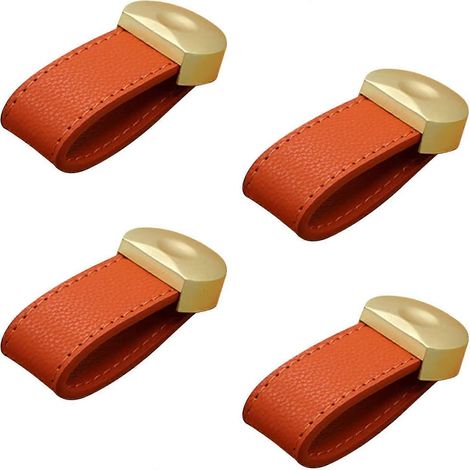 Poignées de placard, boutons de porte, poignées de tiroir en cuir style vintage, anti-collision et antistatiques, avec vis, pour placard, armoire, penderie, commode (1/5)