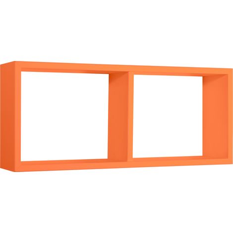 Mensola Rettangolare 2 Scomparti da Parete 70x30x15,5 cm in Fibra di Legno Morgana Arancio (1/5)