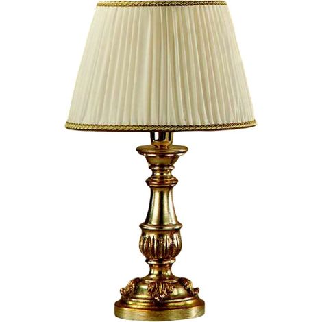 Lumetto In Legno Classico Argento Mecca Con Paralume 1 Luce Cavaliere