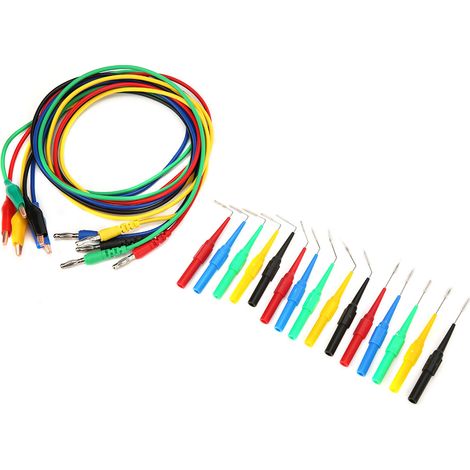 Kit de câbles de test P1920 avec pince et pointe de touche, connexion fiche banane 4mm, pour tests électriques et mesures électroniques, lot complet. (1/5)