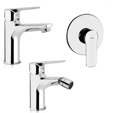 Set miscelatori lavabo bidet e doccia incasso cromati Artis Punta+ piletta inclusa (1/5)