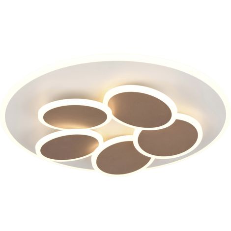 LED Deckenleuchte MANDALA Grau Braun mit Fernbedienung dimmbar, Tageslicht Ø49cm (1/3)