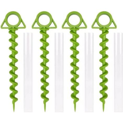 Lntyq Lot de 4 piquets de tente en plastique, piquets de camping, piquets de tente avec 4 piquets de tuyau en plastique, accessoires de tente, à appliquer pour le camping sur la pelouse et la plage (v (1/5)