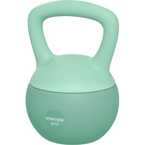 Kettlebell 8 kg, avec poignée antidérapante, pour fitness musculation cardio, 19 x 19 x 28 cm, vert (1/5)