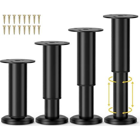 Pieds de meubles monoblocs en métal réglables, de 4,72 à 7,87 pouces, pieds de meubles réglables adaptés aux canapés/lits/chaises/bancs/coiffeuses/tables, pieds de support de remplacement robustes pou (1/5)