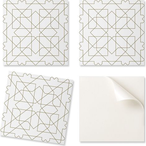 Paquete de baldosas de vinilo de f谩cil instalaci贸n con estampado geom茅trico de l铆neas, 20x20x20 cm.