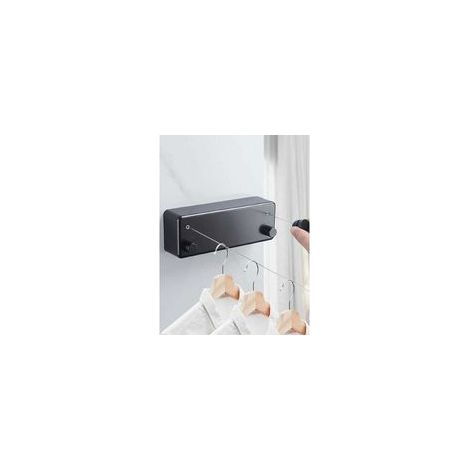 Corde à Linge Rétractable Exterieur 2 Fils Corde a Linge Retractable Interieur Réglable Corde Seche Linge Retractable Fil Etendoir Retractable 4.2m Fil a Linge Retrable (Noir) (1/4)