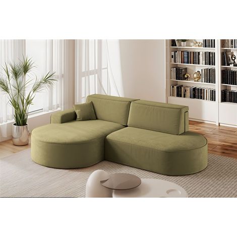 Ecksofa Schlafsofa Sofa VENEDIG Stoff Salvador Olivgrün Ottomane Links (1/5)