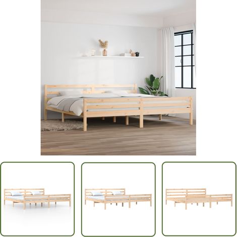 The Living Store Massivholzbett ohne Matratze 200x200 cm - Holzbett - Massivholzbette - Kiefernbett - Doppelbett - Boxspringbett (1/5)