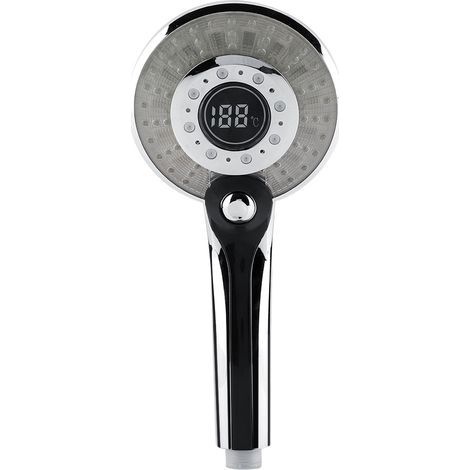 Mit 3-farbiger LED-Temperaturregelung, 3 Strahlarten und Digitalanzeige ist dieser Duschkopf mit Beleuchtung ideal für Küchen-WCs. (1/5)